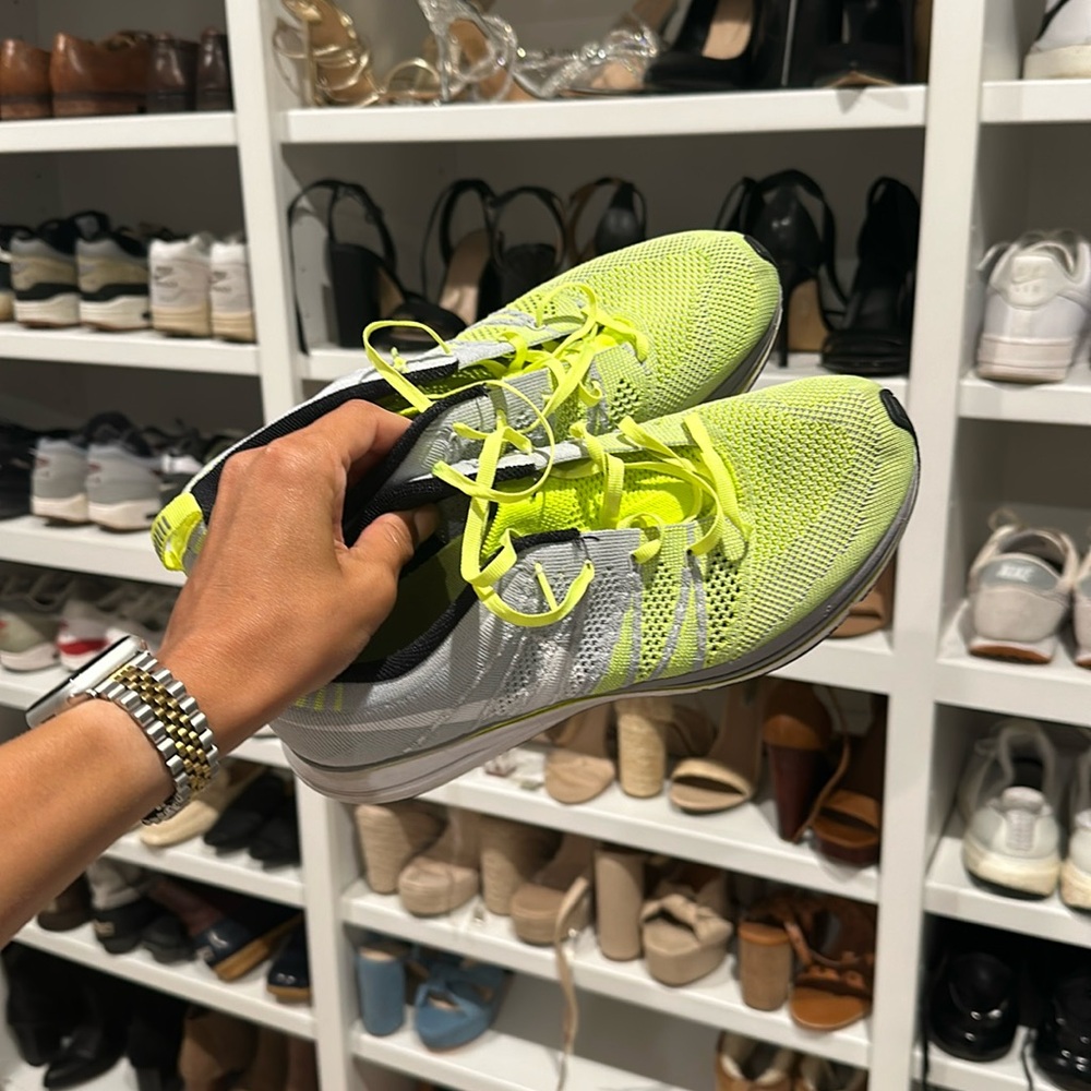 Nike Flyknit Trainers- Neon and grey